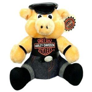Harley Davidson Motorcycles Hog Plush Pig Biker Jeans Hat Stuffed Animal Toy
